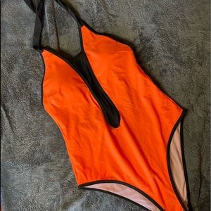 Neon orange one piece swimsuit